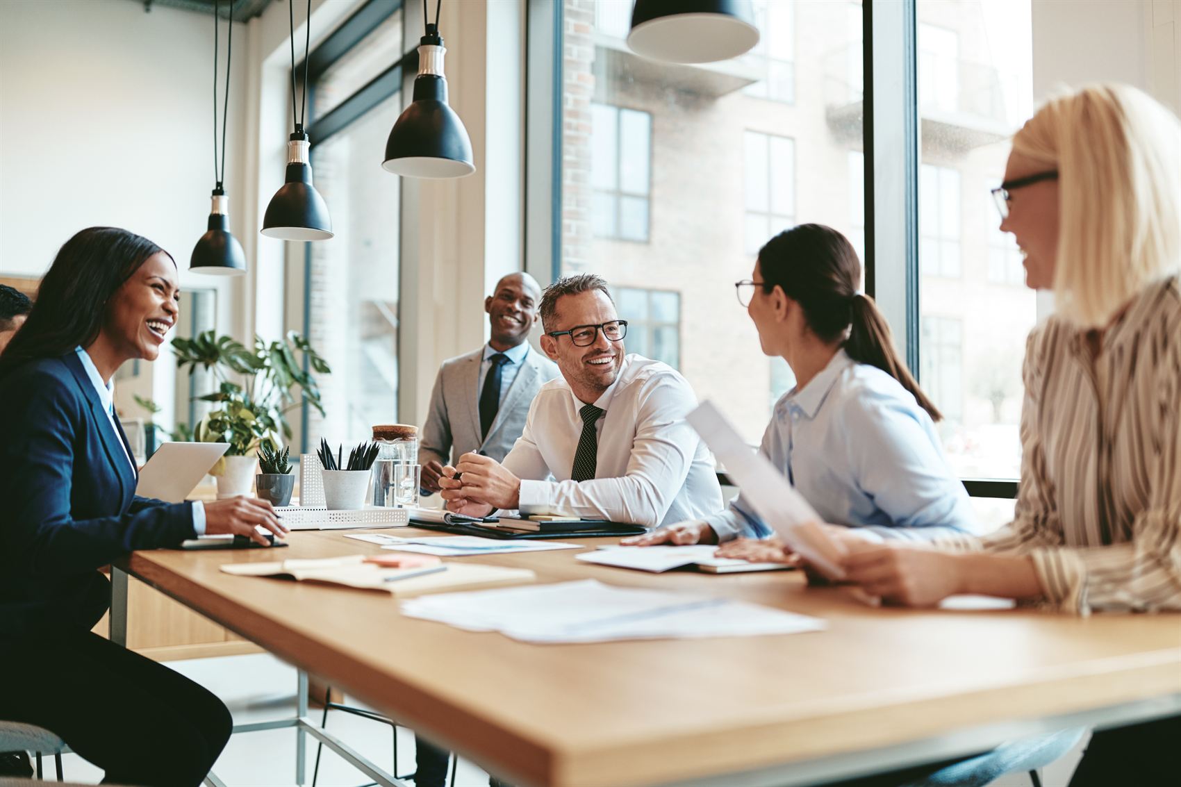 Business team meeting in a bright modern office